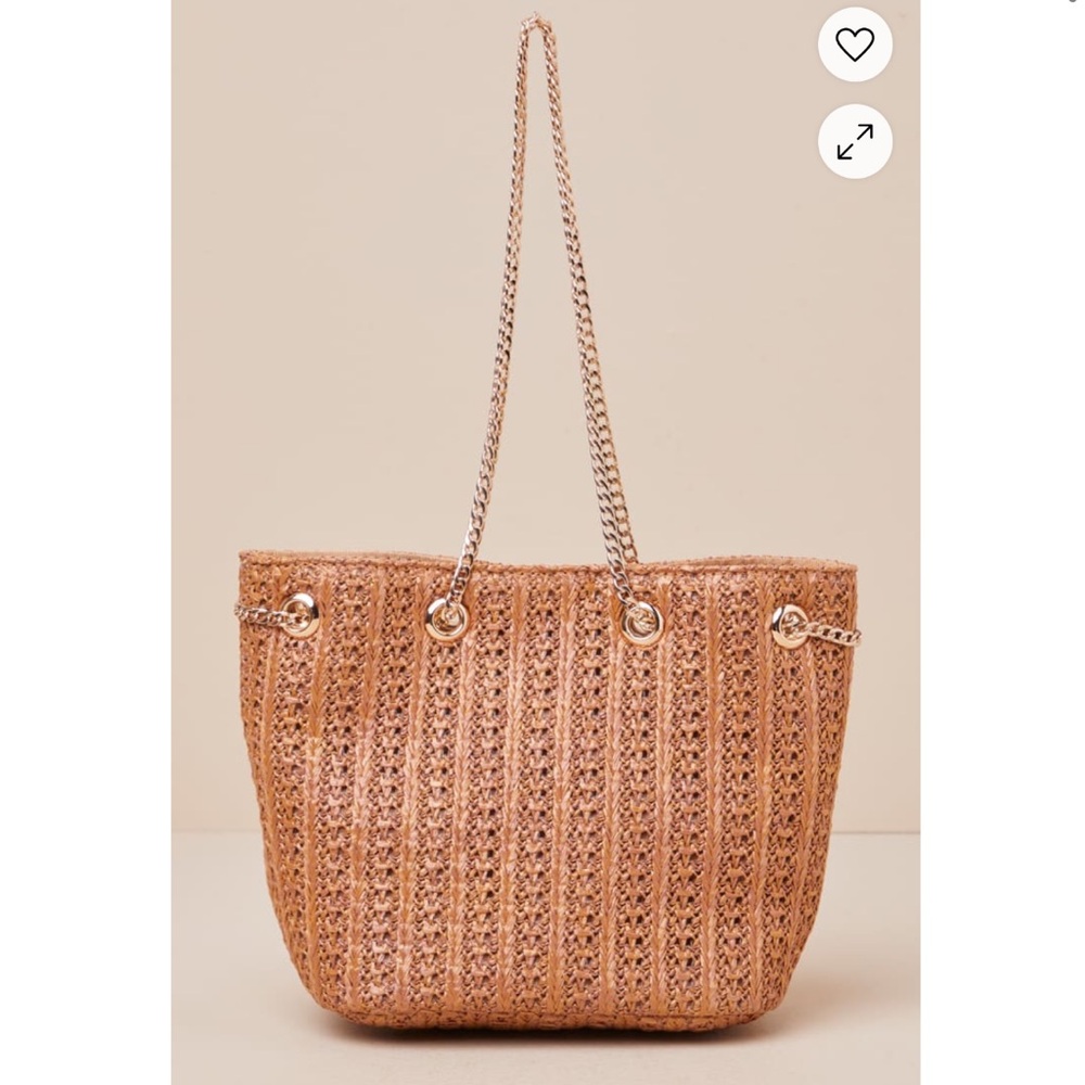 NWT Lulus Miles to Go Brown Straw Mini Bag